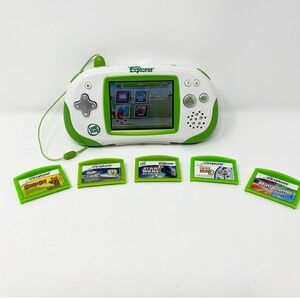 LeapFrog Leapster Explorer Green White Handheld Learning System 5 Game Bundle